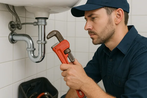 a male plumber installating a water heater from Plumber Pflugerville in Round Rock, TX - Round Rock TX a male plumber installating a water heater from Plumber Pflugerville in Round Rock, TX - Round Rock TX