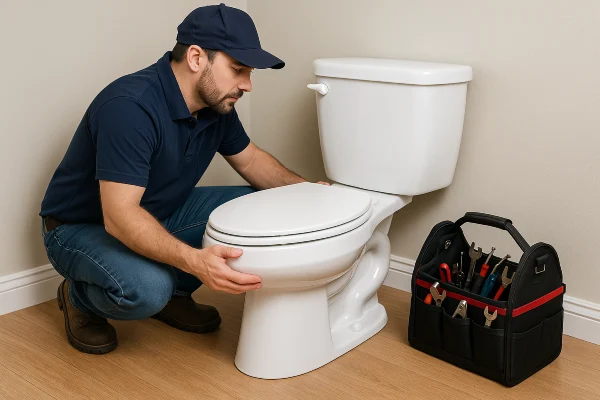 A plumber checking a toilet from Plumber Pflugerville in Pflugerville, TX - Toilet Replacement Services